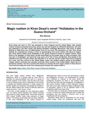 Magic Realism in Kiran Desai's Novel “Hullabaloo in the Guava Orchard”