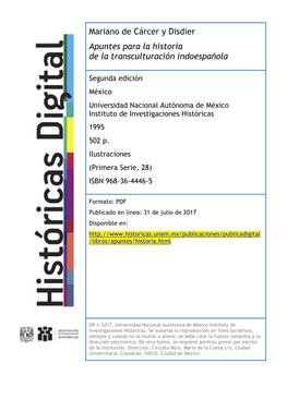 PDF Publicado En Línea: 31 De Julio De 2017 Disponible En: /Libros/Apuntes/Historia.Html