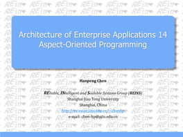 Architecture of Enterprise Applications 14 Aspect-Oriented Programming