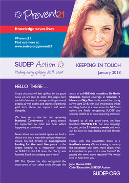 SUDEP Action Keeping in Touch Making Every Epilepsy Death Count January 2018