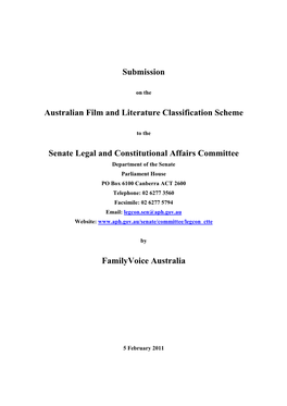Submission Australian Film and Literature Classification Scheme