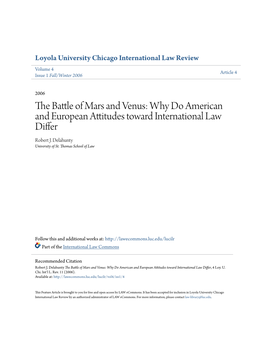 The Battle of Mars and Venus: Why Do American and European Attitudes Toward International Law Differ, 4 Loy