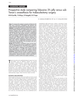 Tenon's Anaesthesia for Trabeculectomy Surgery
