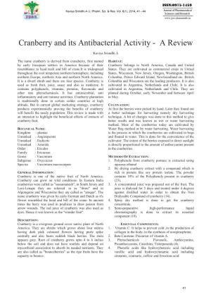 Cranberry and Its Antibacterial Activity - a Review