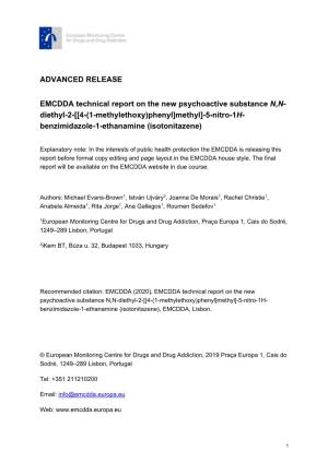 ADVANCED RELEASE EMCDDA Technical Report on the New Psychoactive Substance N,N- Diethyl-2-[[4-(1-Methylethoxy)Phenyl]Methyl]-5-N