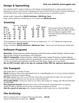 Software Programs File Transport Design & Typesetting Scanning File
