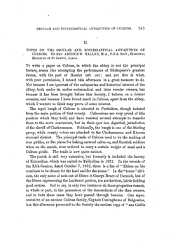 Notes on the Secular and Ecclesiastical Antiquities of Culross. by Rev. Arthur W. Hallen, M.A., F.S.A. Soot., Episcopal Minister