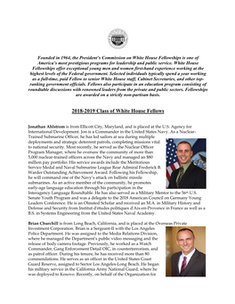 2018-2019 Class of White House Fellows