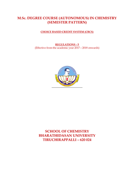 M.Sc. DEGREE COURSE (AUTONOMOUS) in CHEMISTRY (SEMESTER PATTERN)