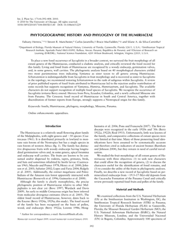 Phytogeographic History and Phylogeny of the Humiriaceae