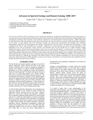 Advances in Spectral Geology and Remote Sensing: 2008–2017