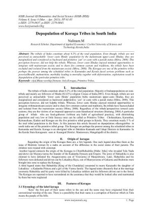 Depopulation of Koraga Tribes in South India