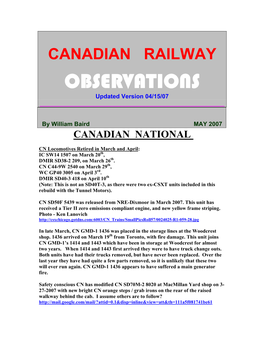 Canadian Railway Observations (Cro)
