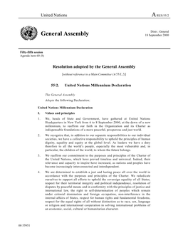 A/RES/55/2: United Nations Millennium Declaration