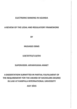 Electronic Banking in Uganda a Review of the Legal And