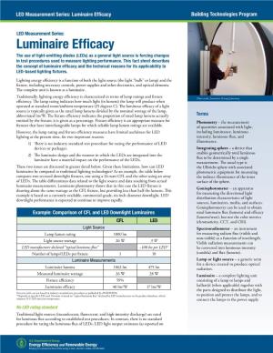 Luminaire Efficacy Building Technologies Program