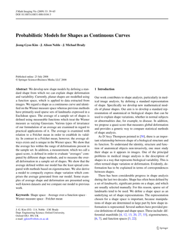 Probabilistic Models for Shapes As Continuous Curves
