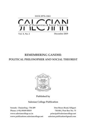 Remembering Gandhi: Political Philosopher and Social Theorist