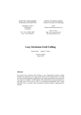 Lazy Occlusion Grid Culling
