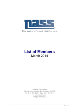 List of Members March 2014