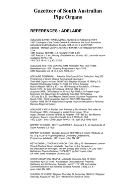 Gazetteer of South Australian Pipe Organs