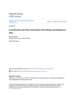 Food Deserts and Their Association with Obesity and Diabetes in Ohio