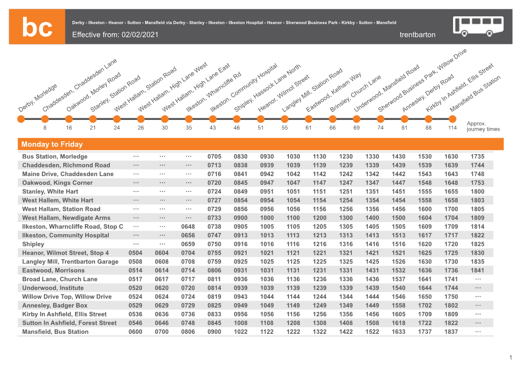 Current Timetable