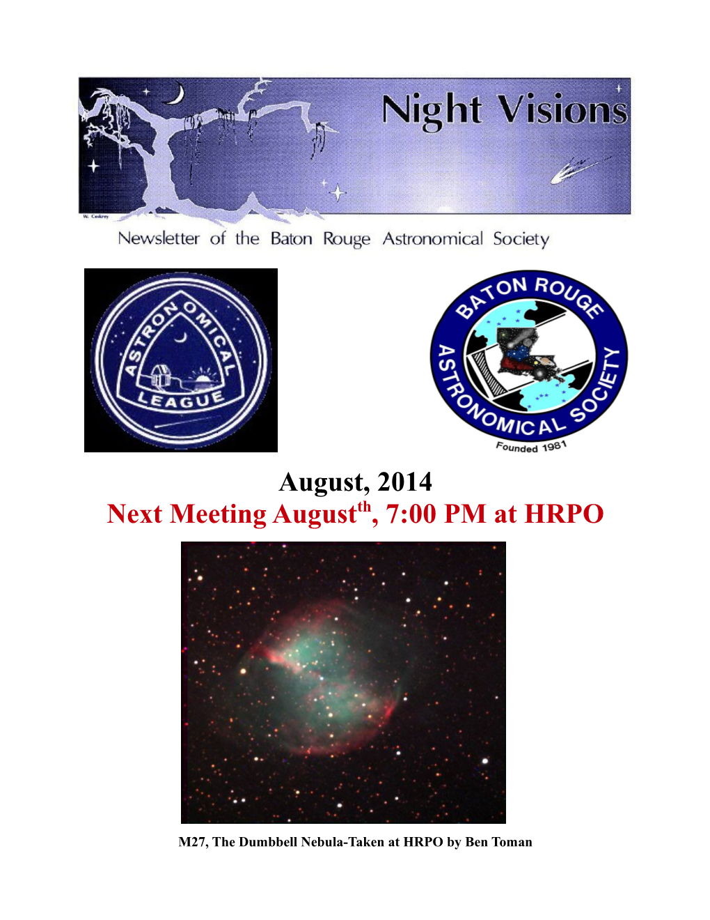 August 2014 BRAS Newsletter