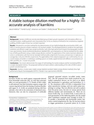 A Stable Isotope Dilution Method for a Highly Accurate Analysis of Karrikins