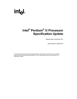 Intel Pentium II Processor Specification Update