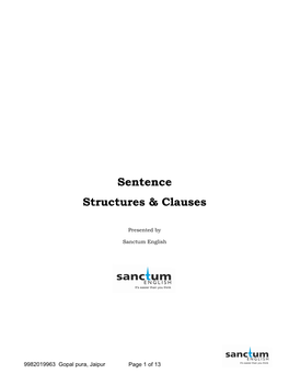 Sentence Structures & Clauses