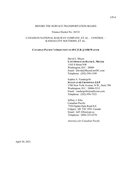 FD 36514 2021.04.30 CP4 Objection to KCS Waiver V3.0