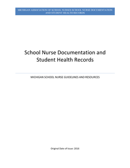 School Nurse Documentation and Student Health Records