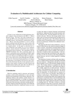 Evaluation of a Multithreaded Architecture for Cellular Computing