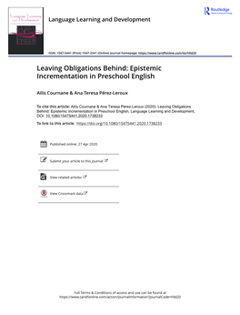 Leaving Obligations Behind: Epistemic Incrementation in Preschool English