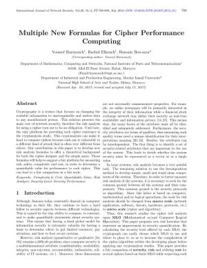 Multiple New Formulas for Cipher Performance Computing