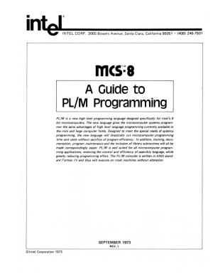 A Guide to PL/M Programming