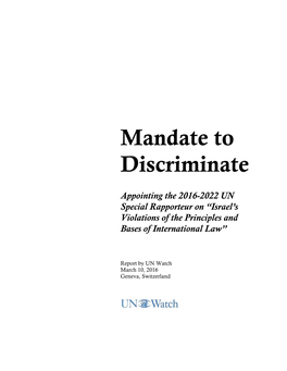 Mandate to Discriminate