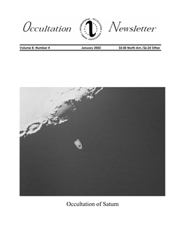 Occultation Newsletter Volume 8, Number 4