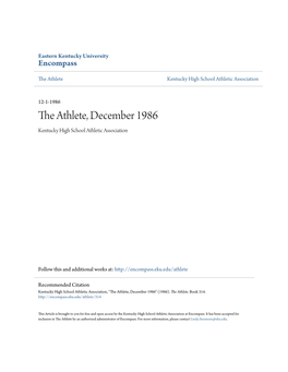 The Athlete, December 1986 Kentucky High School Athletic Association