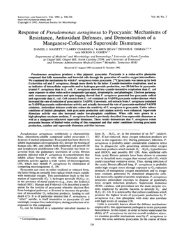 Response of Pseudomonas Aeruginosa to Pyocyanin