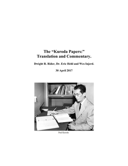 Kuroda Papers:” Translation and Commentary