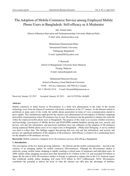 The Adoption of Mobile Commerce Service Among Employed Mobile Phone Users in Bangladesh: Self-Efficacy As a Moderator