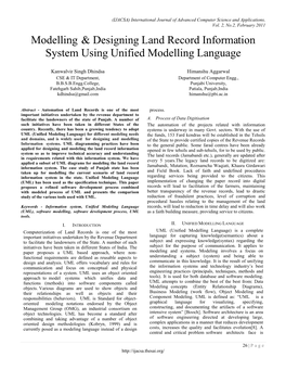 Modelling & Designing Land Record Information System Using Unified