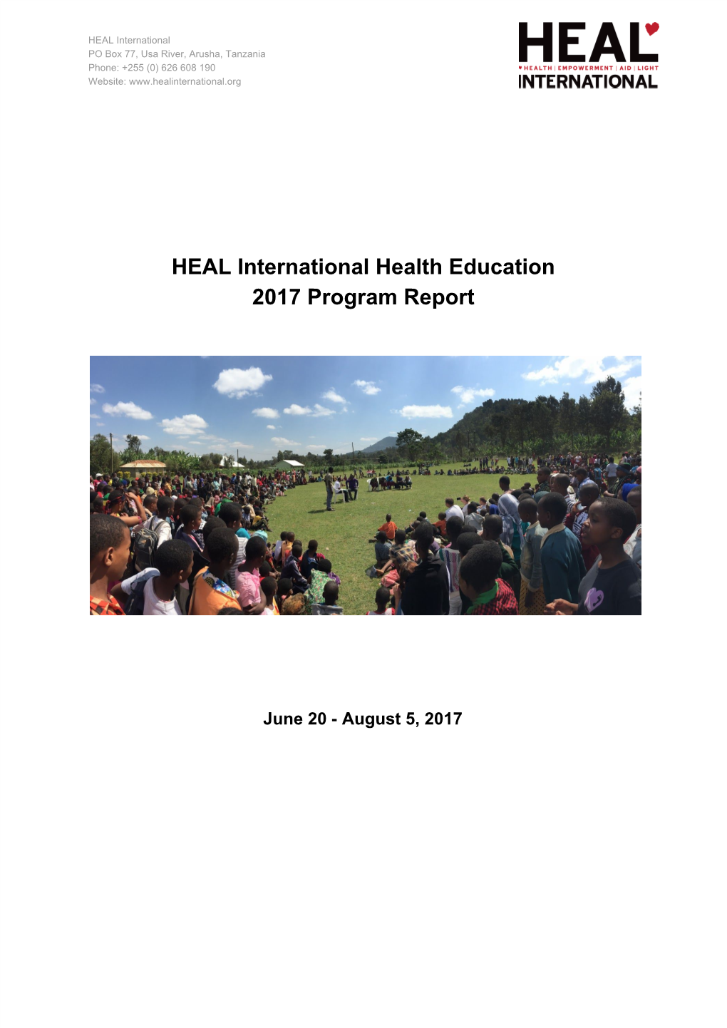 HEAL​ ​International​ ​Health​ ​Education 2017​ ​Program