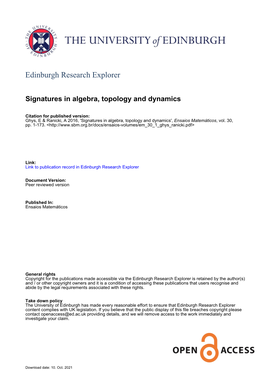 Signatures in Algebra, Topology and Dynamics