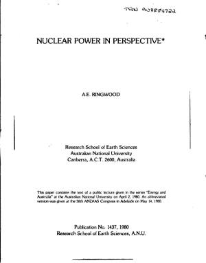 Nuclear Power in Perspective*