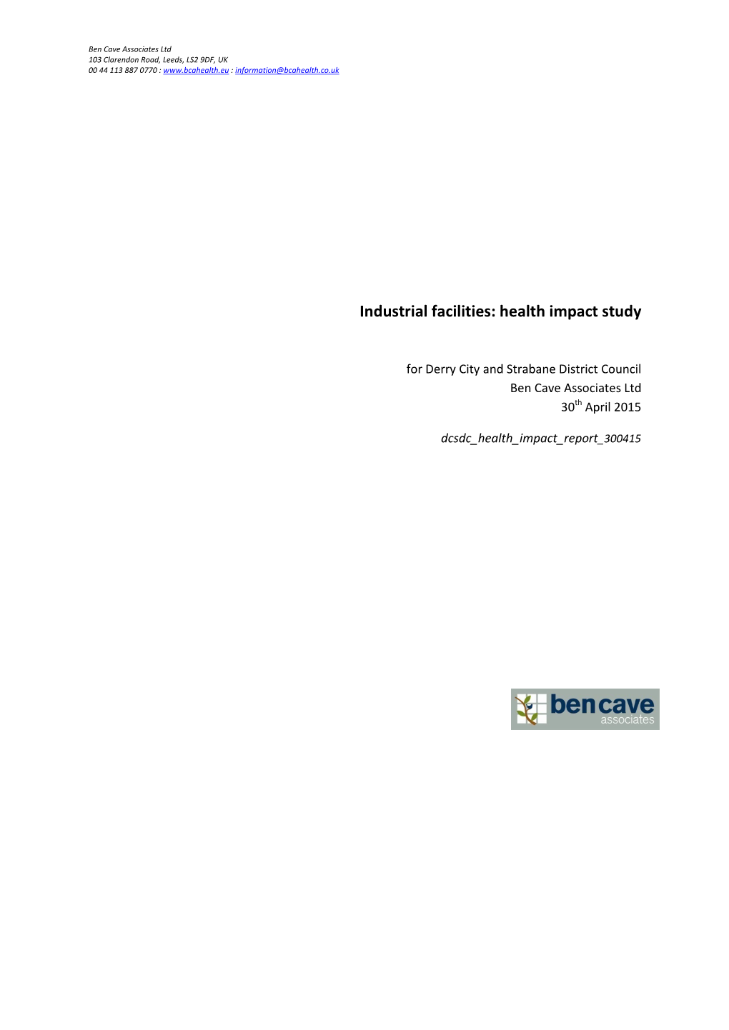 Industrial Facilities: Health Impact Study