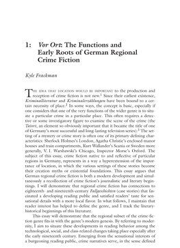 1: Vor Ort: the Functions and Early Roots of German Regional Crime Fiction