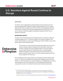 U.S. Sanctions Against Russia Continue to Disrupt